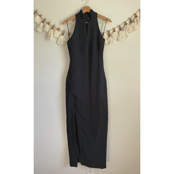 Cinq A Sept Black Halter Keyhole Side Slit Black Maxi Long Gown Formal Party 6 - Picture 1 of 9